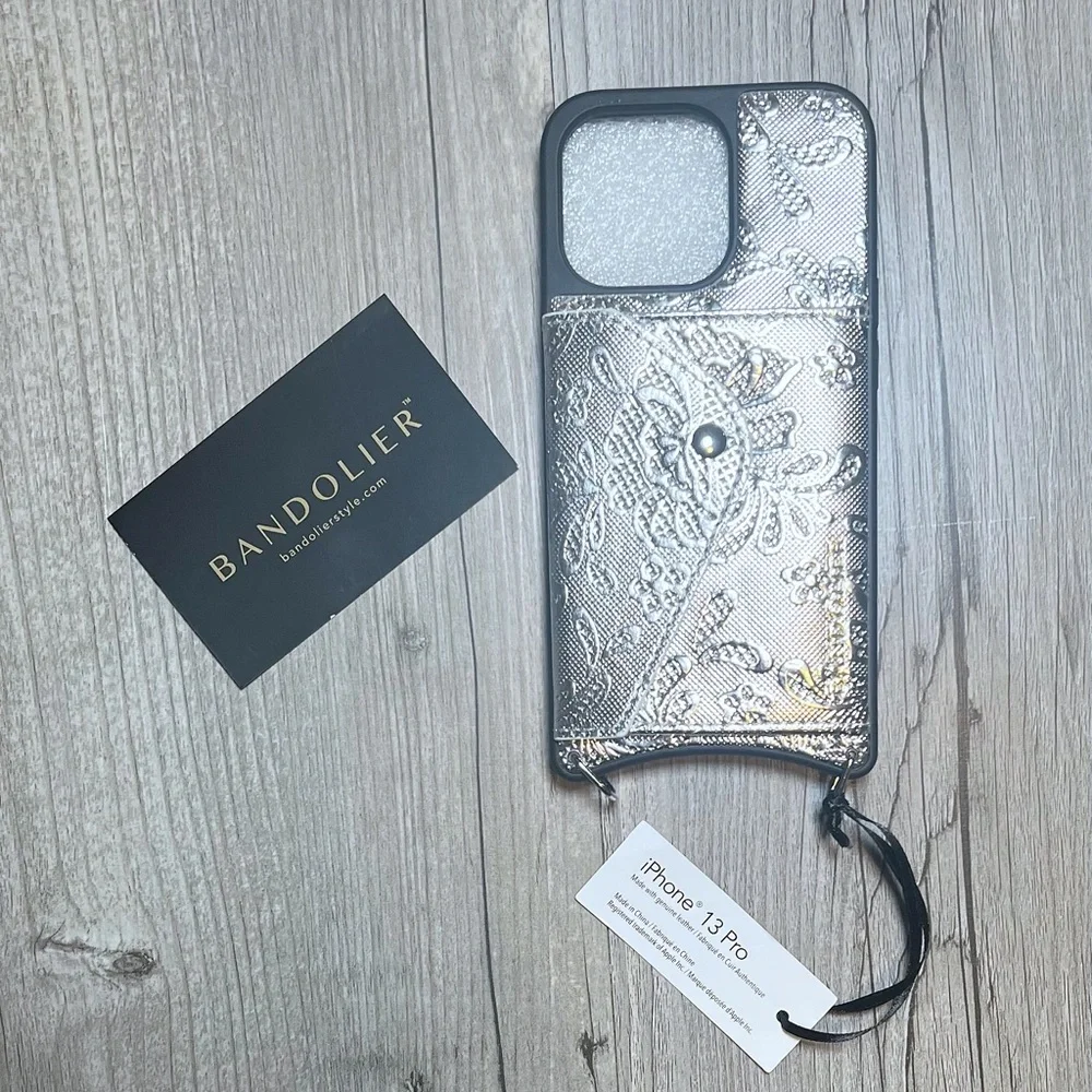 Bandolier Silver Embossed Floral Leather Phone Case NWT iPhone 13 Pro
